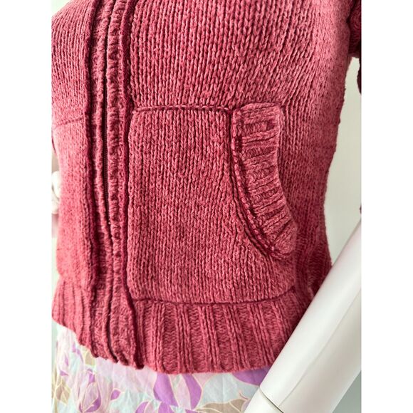 Vintage Y2k Mudd Burgundy Red Knit Zip Up Cropped Short Sleeve Sweater Jacket XS - Picture 10 of 10